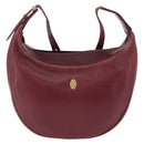 CARTIER Must Line Shoulder Bag Leather Bordeaux Gold Auth ka5921-13