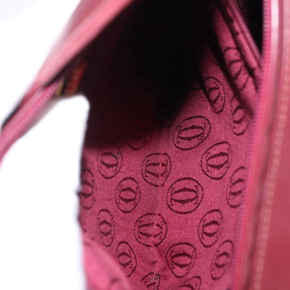 CARTIER Must Line Shoulder Bag Leather Bordeaux Gold Auth ka5921