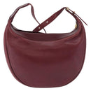 CARTIER Must Line Shoulder Bag Leather Bordeaux Gold Auth ka5921-2