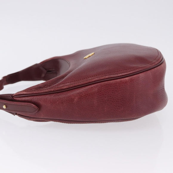 CARTIER Must Line Shoulder Bag Leather Bordeaux Gold Auth ka5921