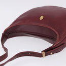 CARTIER Must Line Shoulder Bag Leather Bordeaux Gold Auth ka5921-6