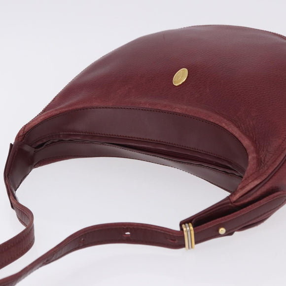 CARTIER Must Line Shoulder Bag Leather Bordeaux Gold Auth ka5921