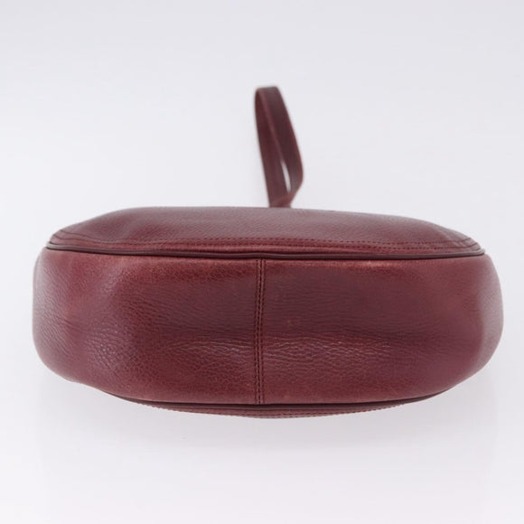 CARTIER Must Line Shoulder Bag Leather Bordeaux Gold Auth ka5921