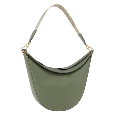 LOEWE Luna Small Shoulder Bag Leather Green Gold Auth ka5922M