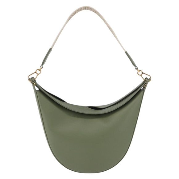 LOEWE Luna Small Shoulder Bag Leather Green Gold Auth ka5922M