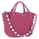 Miu Miu Matelasse Hand Bag Leather 2way Pink Gold Auth ka5923A-1