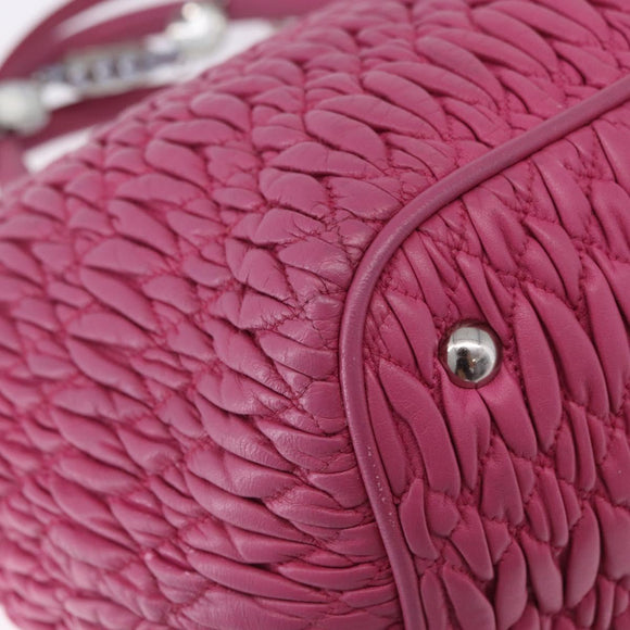 Miu Miu Matelasse Hand Bag Leather 2way Pink Gold Auth ka5923A