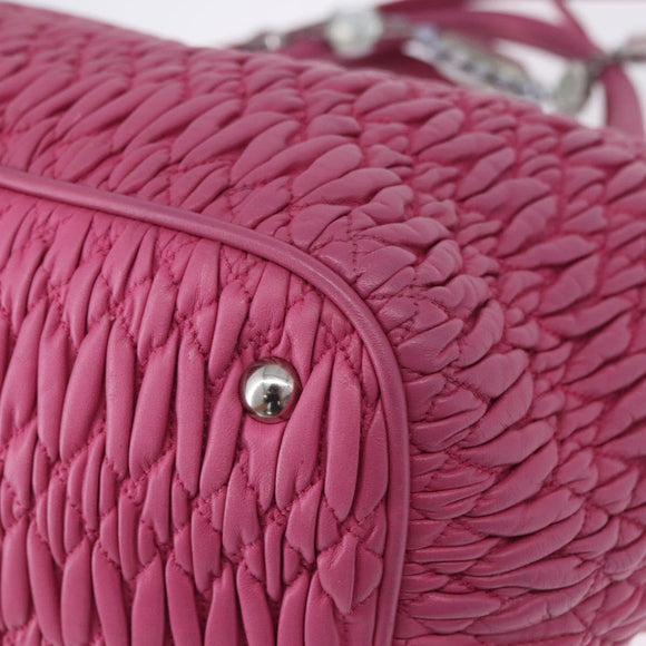 Miu Miu Matelasse Hand Bag Leather 2way Pink Gold Auth ka5923A