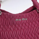 Miu Miu Matelasse Hand Bag Leather 2way Pink Gold Auth ka5923A-21