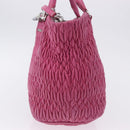Miu Miu Matelasse Hand Bag Leather 2way Pink Gold Auth ka5923A-3
