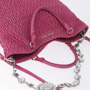 Miu Miu Matelasse Hand Bag Leather 2way Pink Gold Auth ka5923A-6