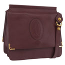 CARTIER Must Line Shoulder Bag Leather Bordeaux Gold Auth ka5924-1