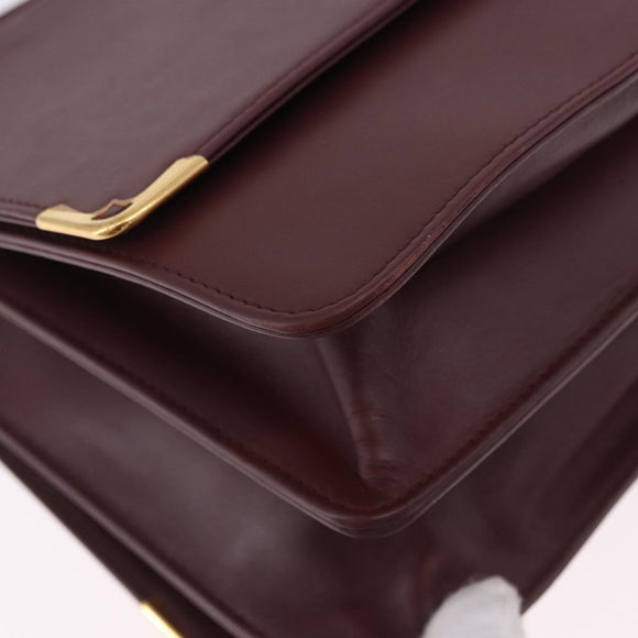 CARTIER Must Line Shoulder Bag Leather Bordeaux Gold Auth ka5924