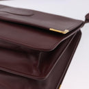 CARTIER Must Line Shoulder Bag Leather Bordeaux Gold Auth ka5924-11