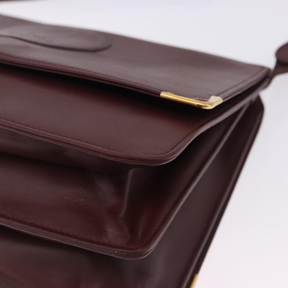 CARTIER Must Line Shoulder Bag Leather Bordeaux Gold Auth ka5924