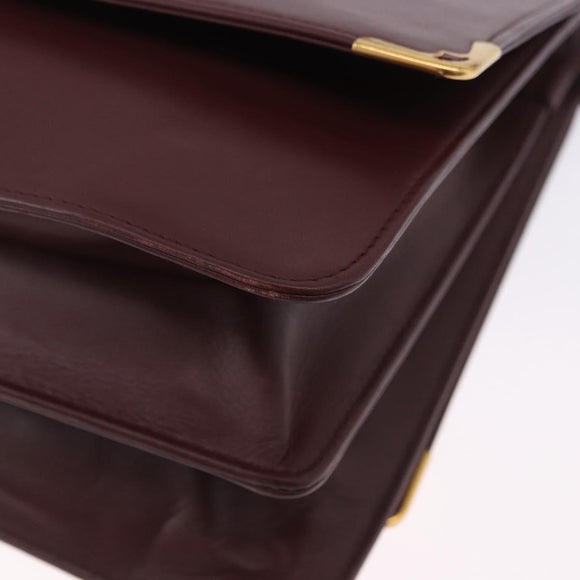CARTIER Must Line Shoulder Bag Leather Bordeaux Gold Auth ka5924