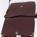 CARTIER Must Line Shoulder Bag Leather Bordeaux Gold Auth ka5924-15