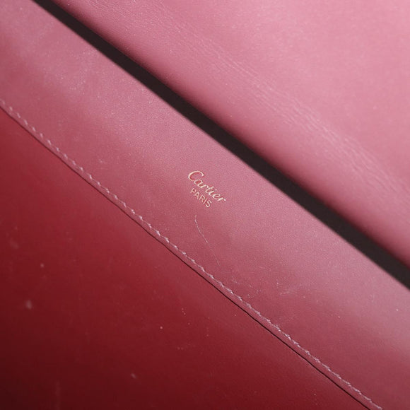 CARTIER Must Line Shoulder Bag Leather Bordeaux Gold Auth ka5924