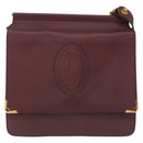 CARTIER Must Line Shoulder Bag Leather Bordeaux Gold Auth ka5924-2