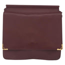 CARTIER Must Line Shoulder Bag Leather Bordeaux Gold Auth ka5924-3
