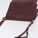 CARTIER Must Line Shoulder Bag Leather Bordeaux Gold Auth ka5924-6