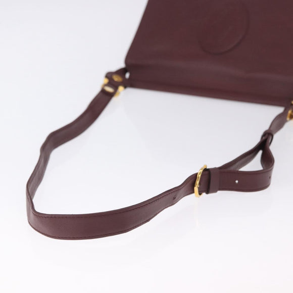 CARTIER Must Line Shoulder Bag Leather Bordeaux Gold Auth ka5924