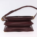 CARTIER Must Line Shoulder Bag Leather Bordeaux Gold Auth ka5924-9