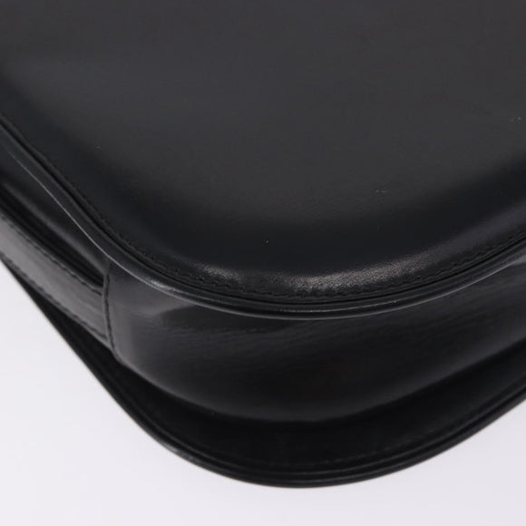 GUCCI Shoulder Bag Leather Black Gold Auth ka5927A