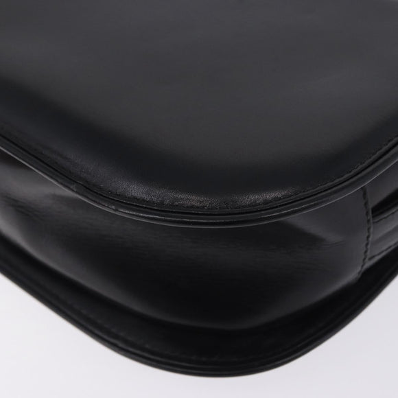 GUCCI Shoulder Bag Leather Black Gold Auth ka5927A