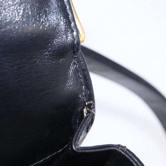 GUCCI Shoulder Bag Leather Black Gold Auth ka5927A