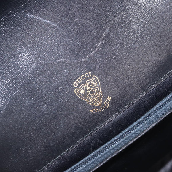 GUCCI Shoulder Bag Leather Black Gold Auth ka5927A