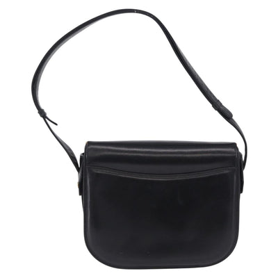 GUCCI Shoulder Bag Leather Black Gold Auth ka5927A - 0