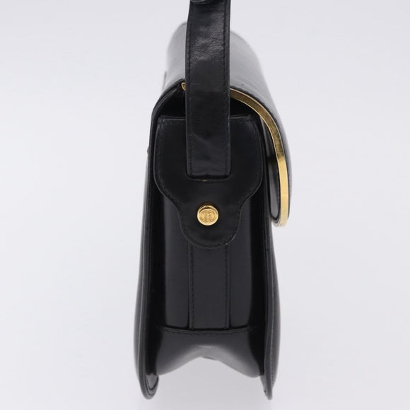 GUCCI Shoulder Bag Leather Black Gold Auth ka5927A