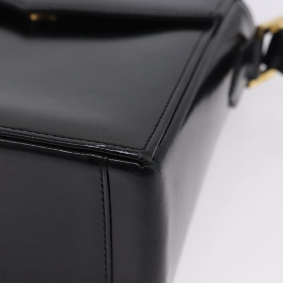 SAINT LAURENT Shoulder Bag Leather Black Gold Auth ka5928