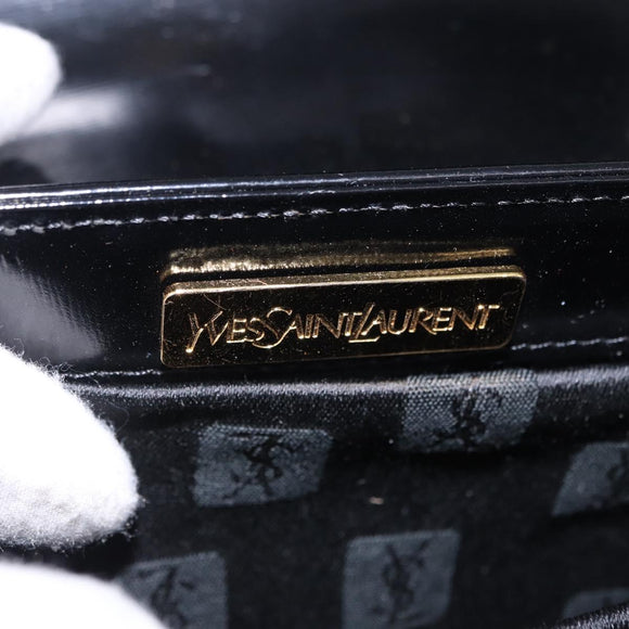 SAINT LAURENT Shoulder Bag Leather Black Gold Auth ka5928