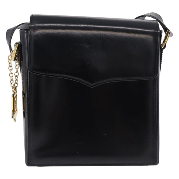 SAINT LAURENT Shoulder Bag Leather Black Gold Auth ka5928
