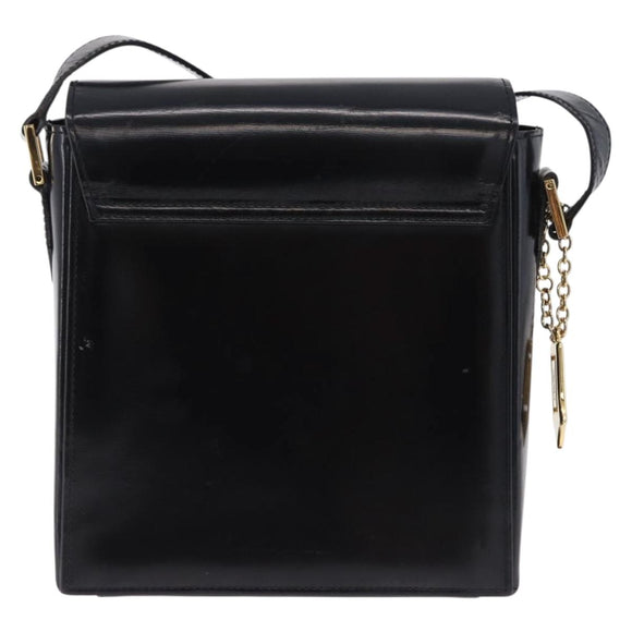 SAINT LAURENT Shoulder Bag Leather Black Gold Auth ka5928