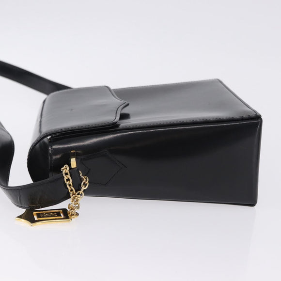 SAINT LAURENT Shoulder Bag Leather Black Gold Auth ka5928