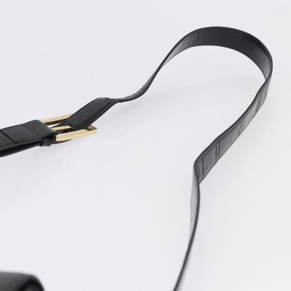 SAINT LAURENT Shoulder Bag Leather Black Gold Auth ka5928