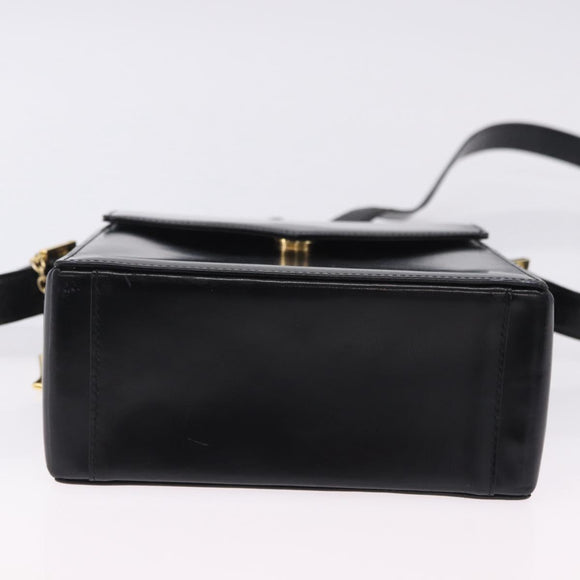 SAINT LAURENT Shoulder Bag Leather Black Gold Auth ka5928