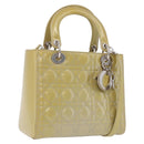 Christian Dior Canage Bag Patent leather 2way LIme Green Silver Auth ka5929A-1