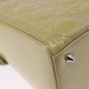 Christian Dior Canage Bag Patent leather 2way LIme Green Silver Auth ka5929A-17
