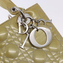 Christian Dior Canage Bag Patent leather 2way LIme Green Silver Auth ka5929A-19