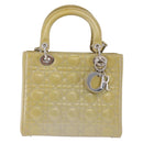 Christian Dior Canage Bag Patent leather 2way LIme Green Silver Auth ka5929A-13