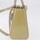 Christian Dior Canage Bag Patent leather 2way LIme Green Silver Auth ka5929A-3