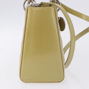 Christian Dior Canage Bag Patent leather 2way LIme Green Silver Auth ka5929A-4