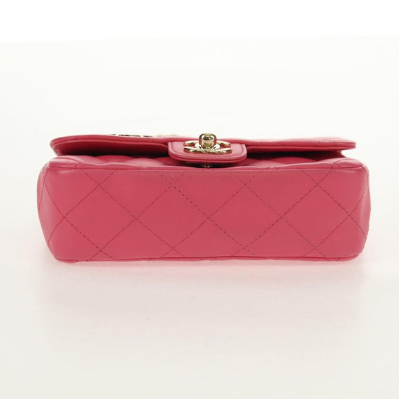CHANEL Matelasse Chain Shoulder Bag Lamb Skin Pink Gold CC Auth ka592SAM