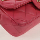 CHANEL Matelasse Chain Shoulder Bag Lamb Skin Pink Gold CC Auth ka592SAM-9