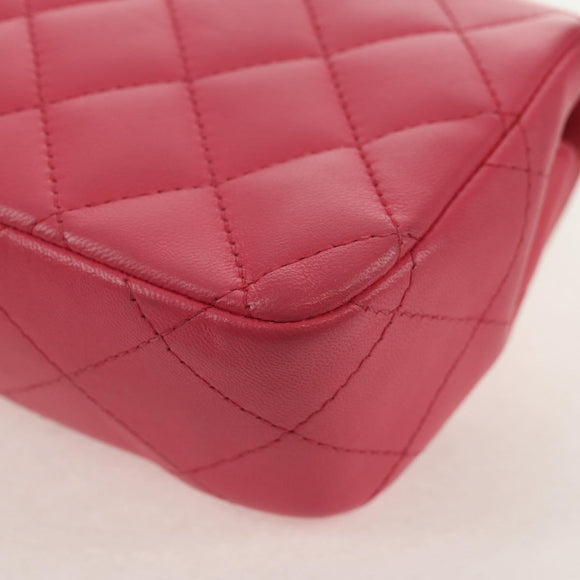 CHANEL Matelasse Chain Shoulder Bag Lamb Skin Pink Gold CC Auth ka592SAM