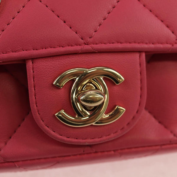 CHANEL Matelasse Chain Shoulder Bag Lamb Skin Pink Gold CC Auth ka592SAM